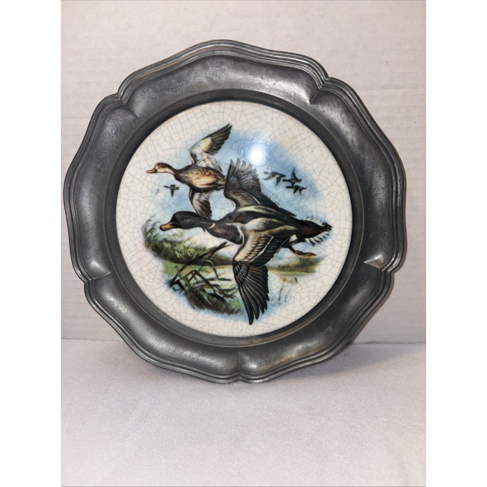 Hagan‎ Von Tronje Wall Plate, Pewter And Porcelain Made In Germany 8in